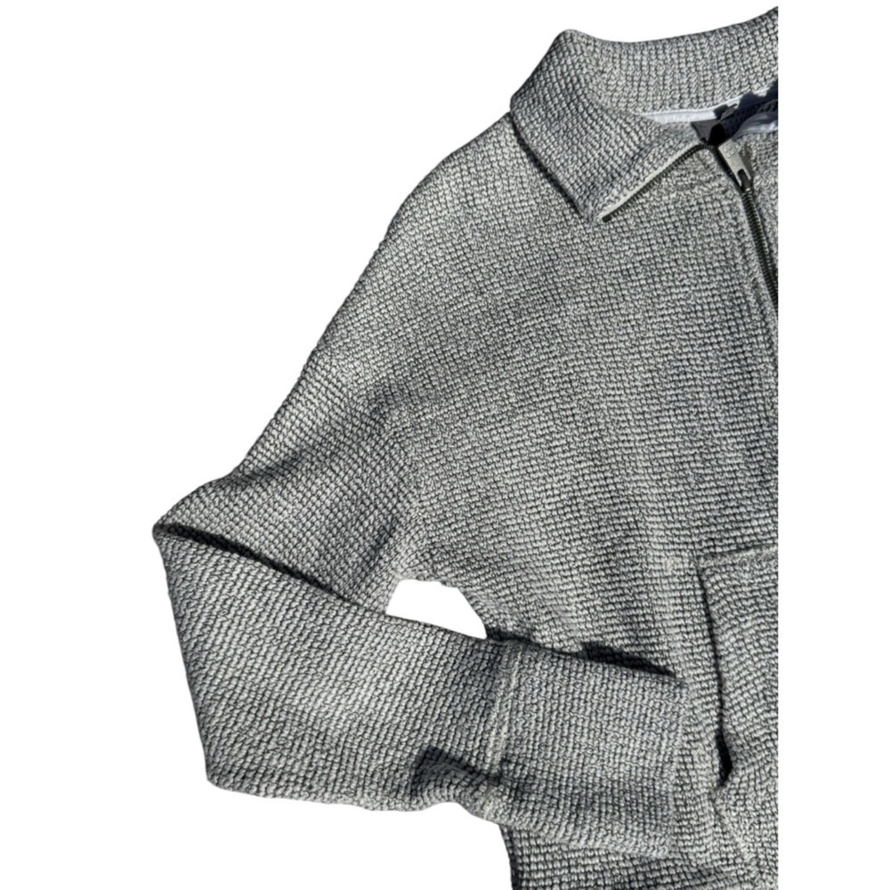 Sweaty Betty Restful Boucle Full Zip Sweater Jacket Size Medium Gray Textured - Picture 3 of 7